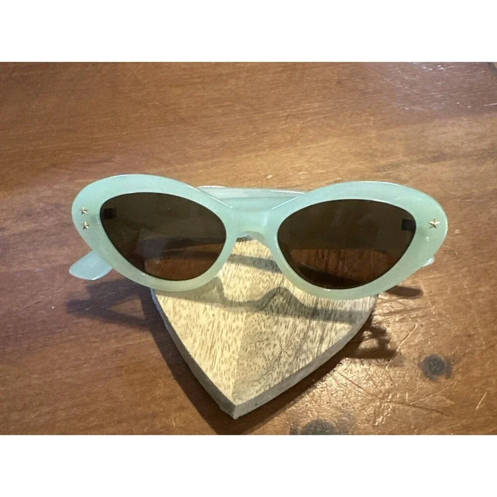 Free People Star Studded Cat Eye Sunglasses Mint Green Translucent AS IS